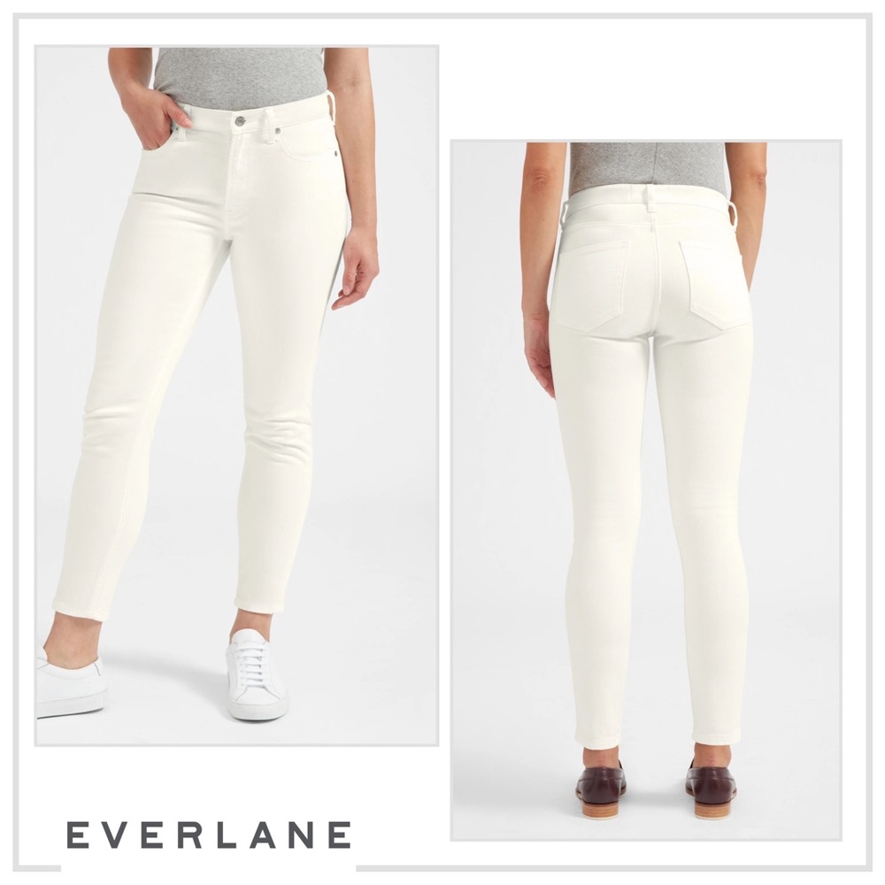 NEW Everlane Mid Rise Skinny Jeans in White Tall